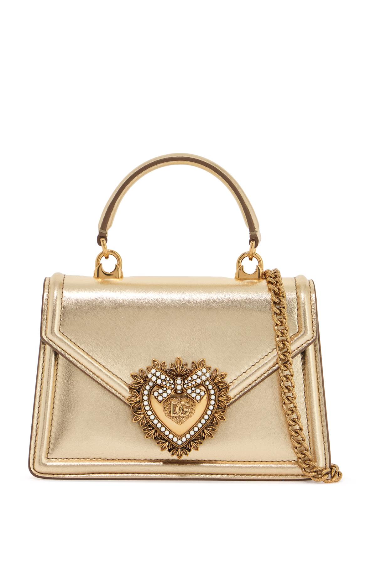 Dolce & Gabbana Gold Nappa Devotion Top Handle Bag