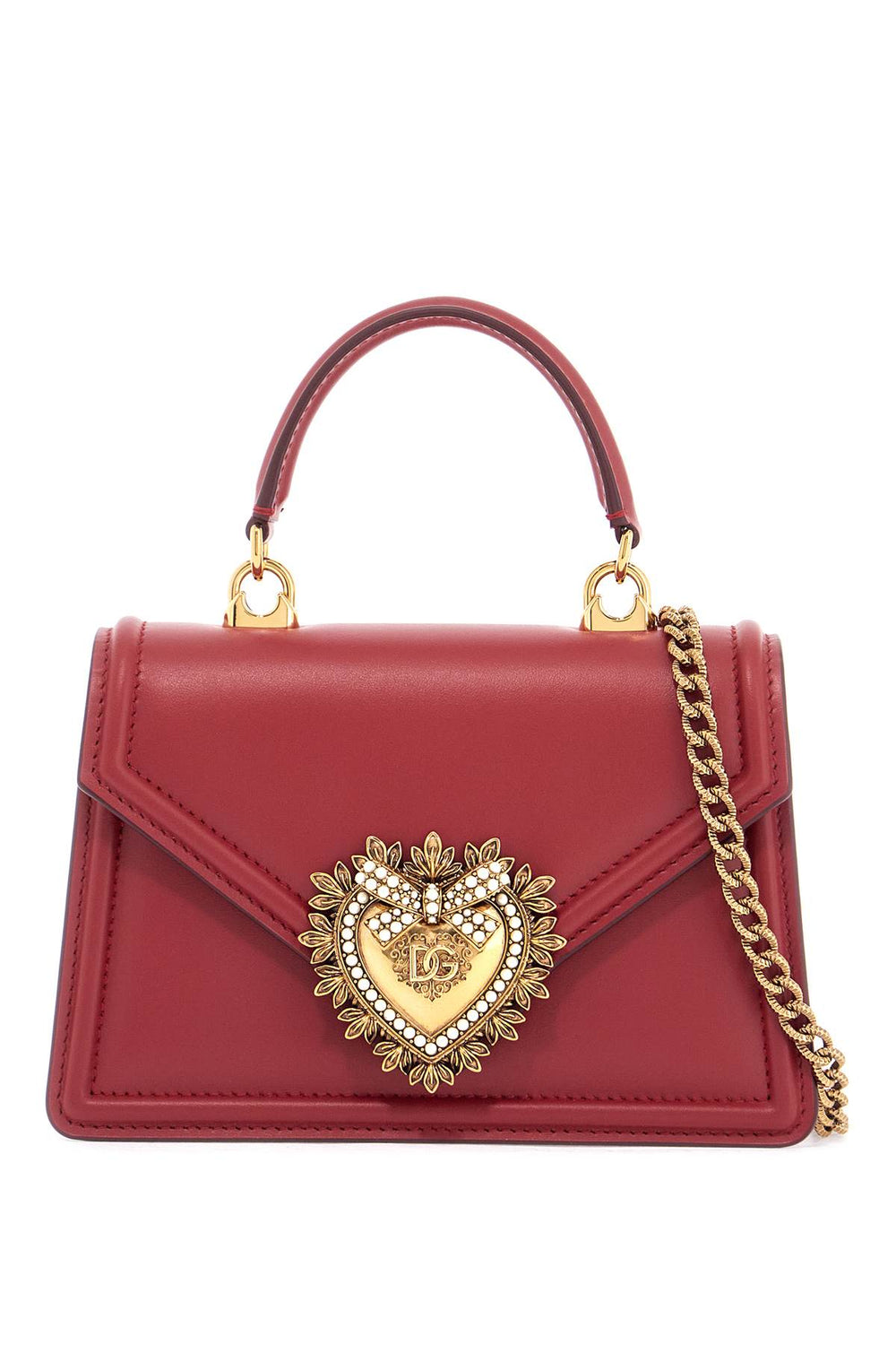 Dolce & Gabbana Red Poppy Leather Devotion Top Handle Bag