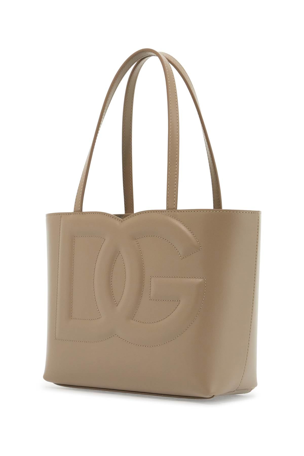 Dolce & Gabbana DG Logo Taupe Structured Shopping Bag