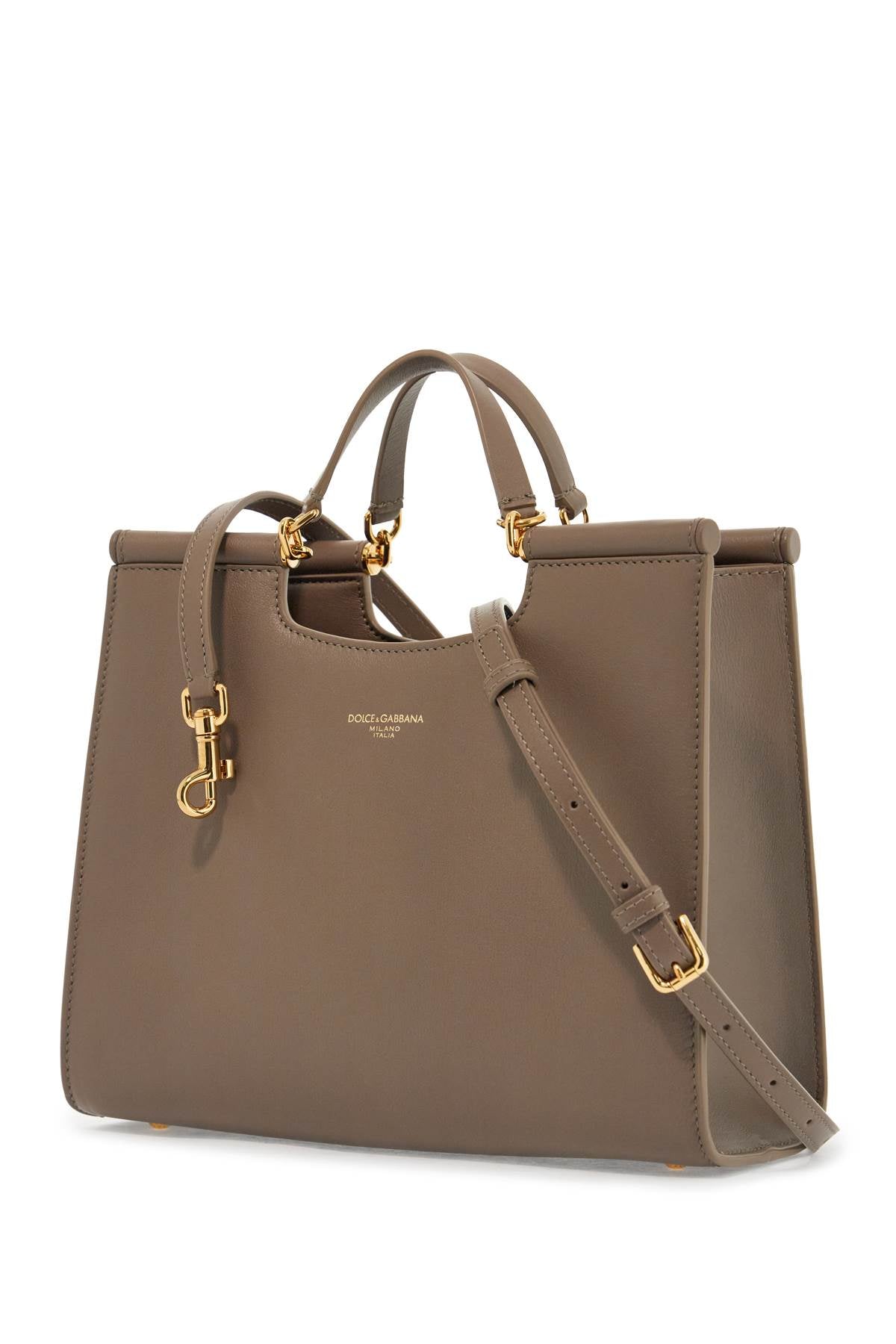 Dolce & Gabbana Beige Calfskin Tote Bagg With Adjustable Shoulder Strap