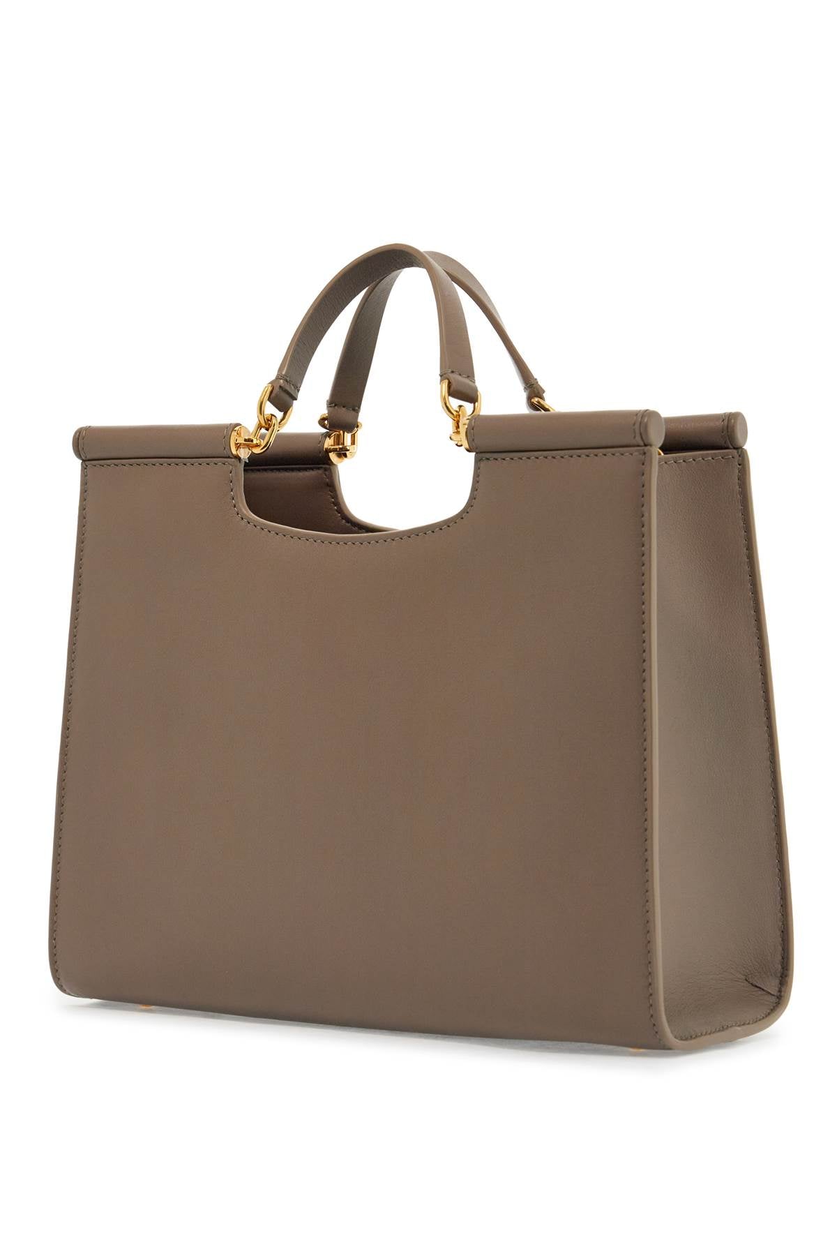 Dolce & Gabbana Beige Calfskin Tote Bagg With Adjustable Shoulder Strap