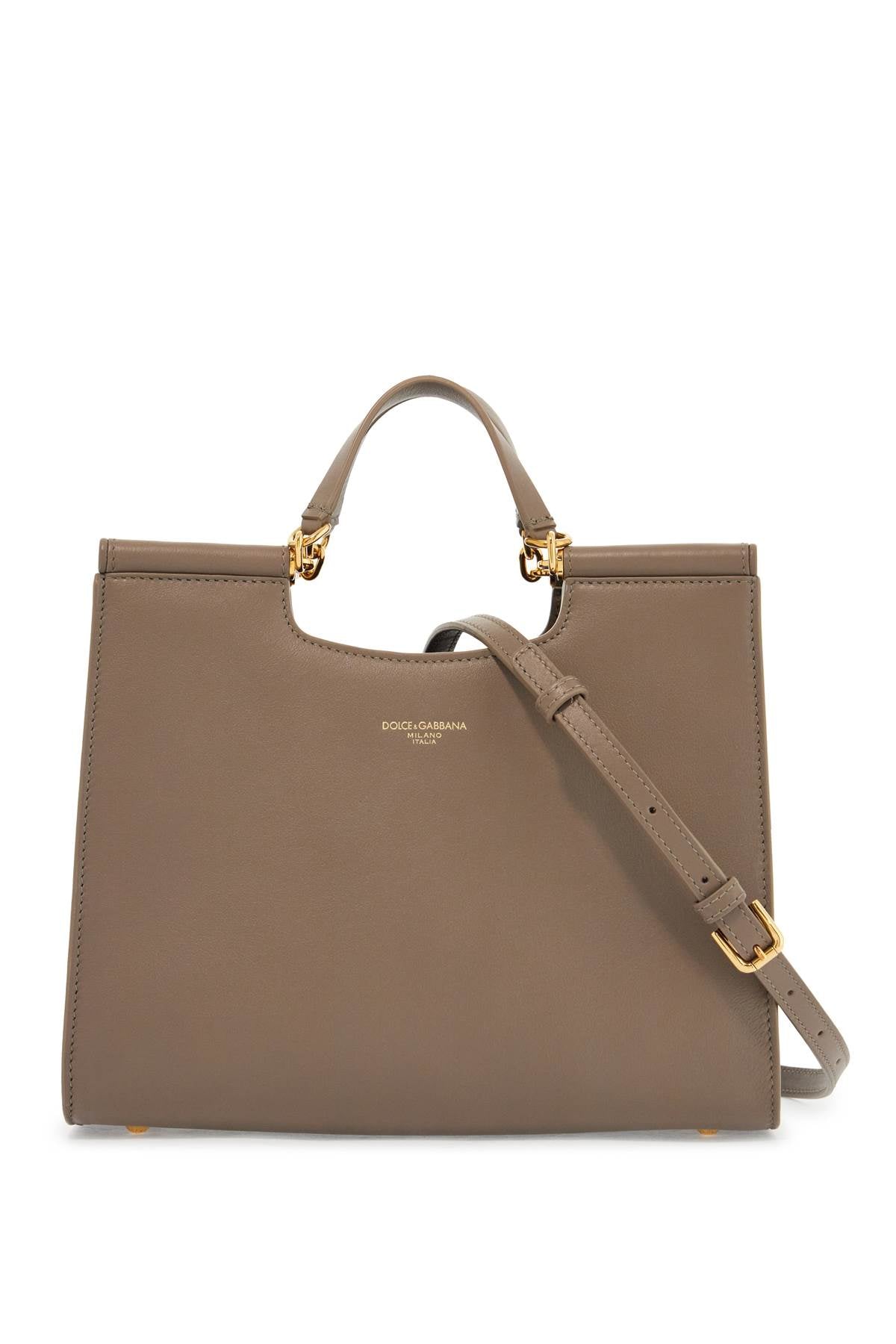 Dolce & Gabbana Beige Calfskin Tote Bagg With Adjustable Shoulder Strap