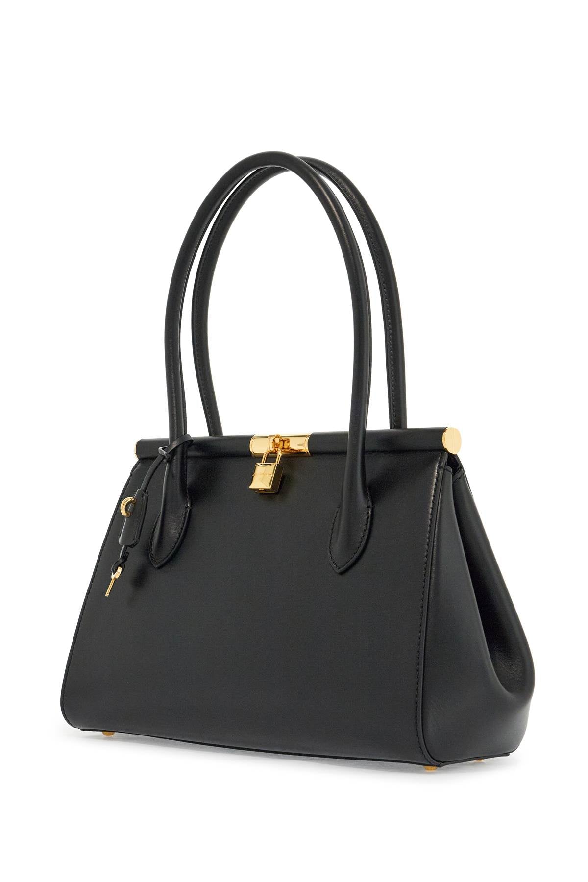 Dolce & Gabbana Black Calfskin Handbag With Snap Closure