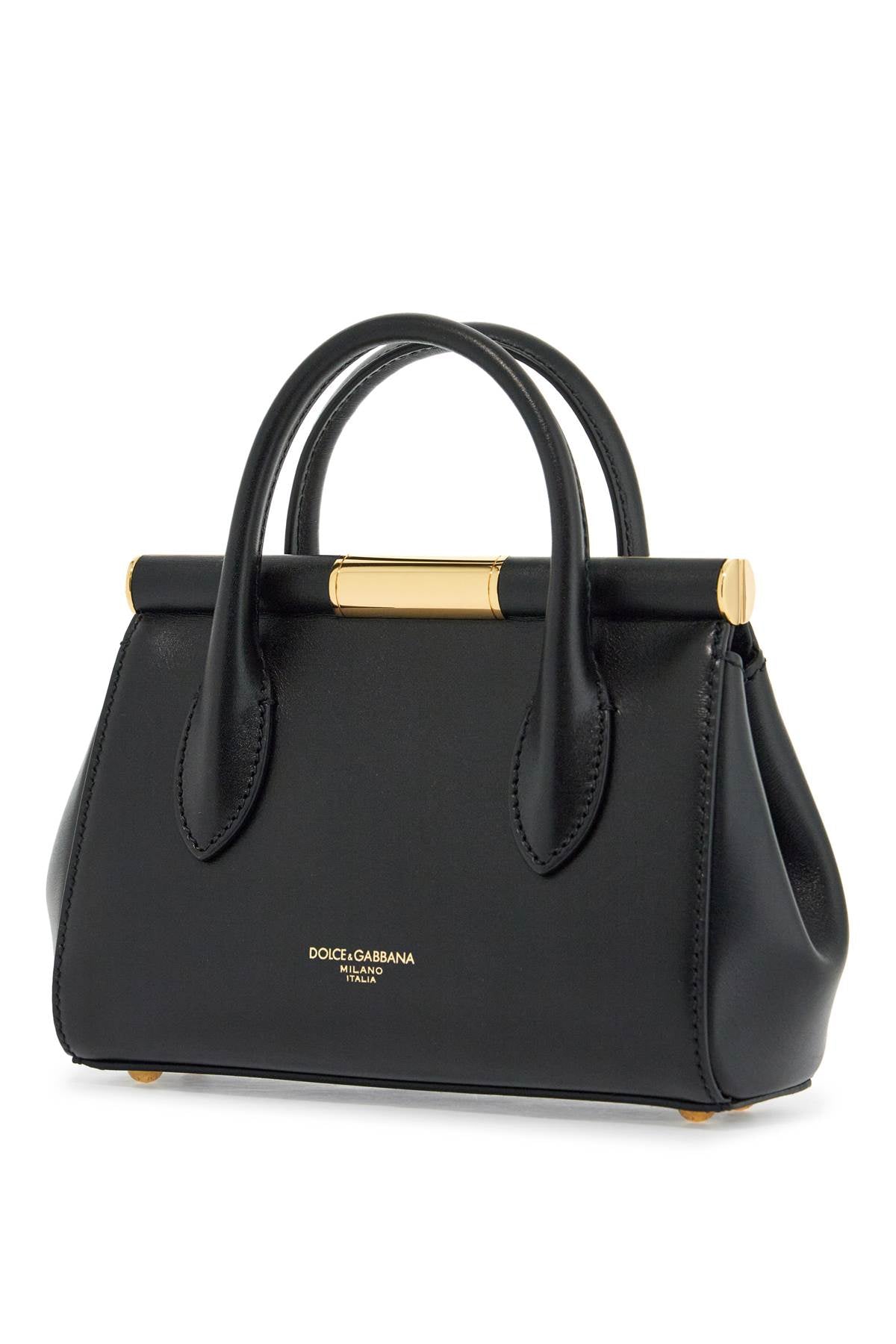 Dolce & Gabbana Black Calfskin Handbag With Gold Chain