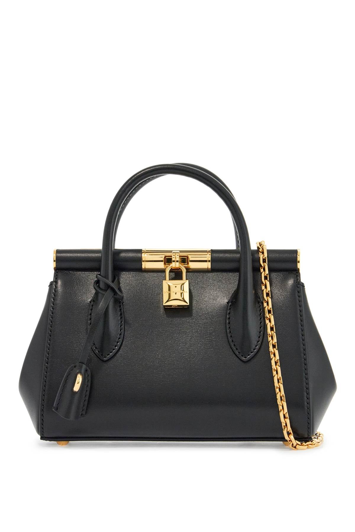 Dolce & Gabbana Black Calfskin Handbag With Gold Chain