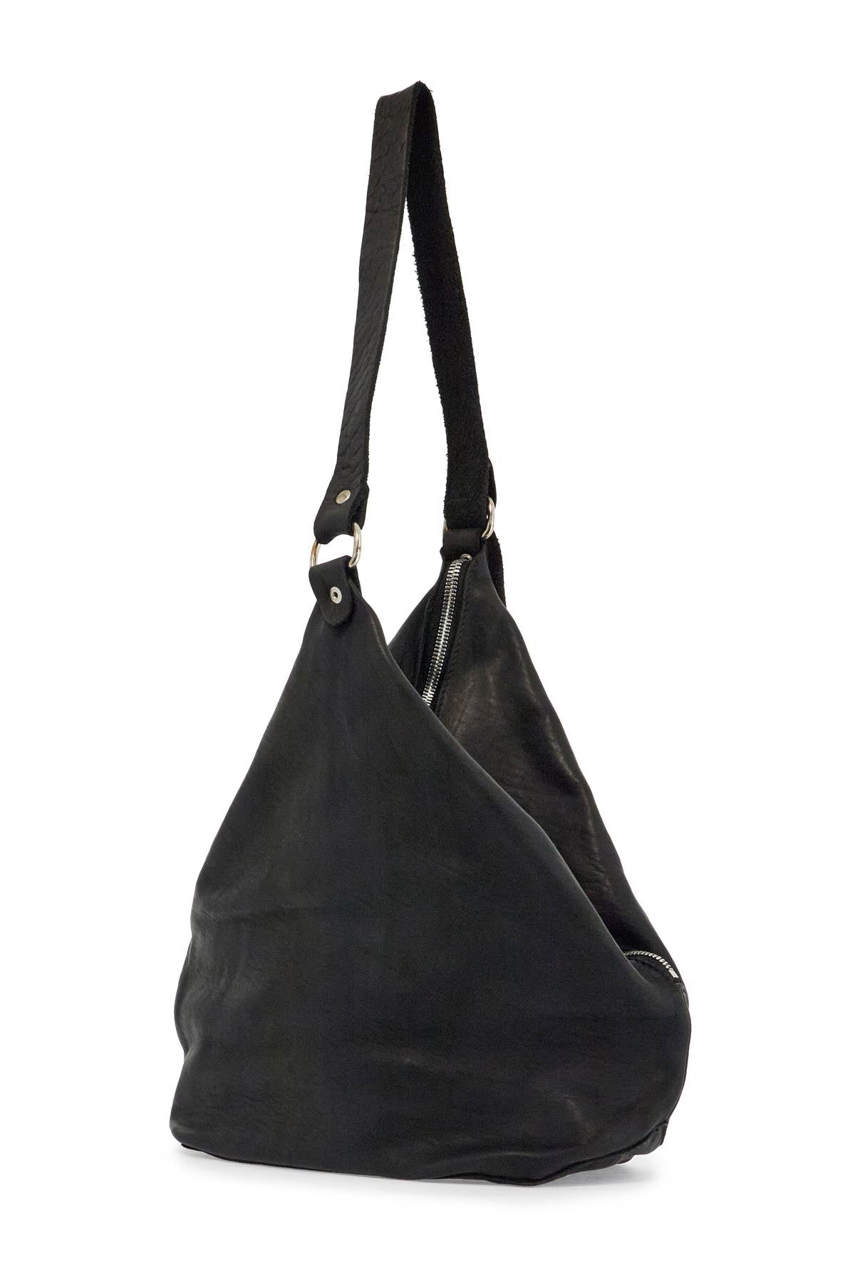 Guidi Black Leather Triangular Handbag