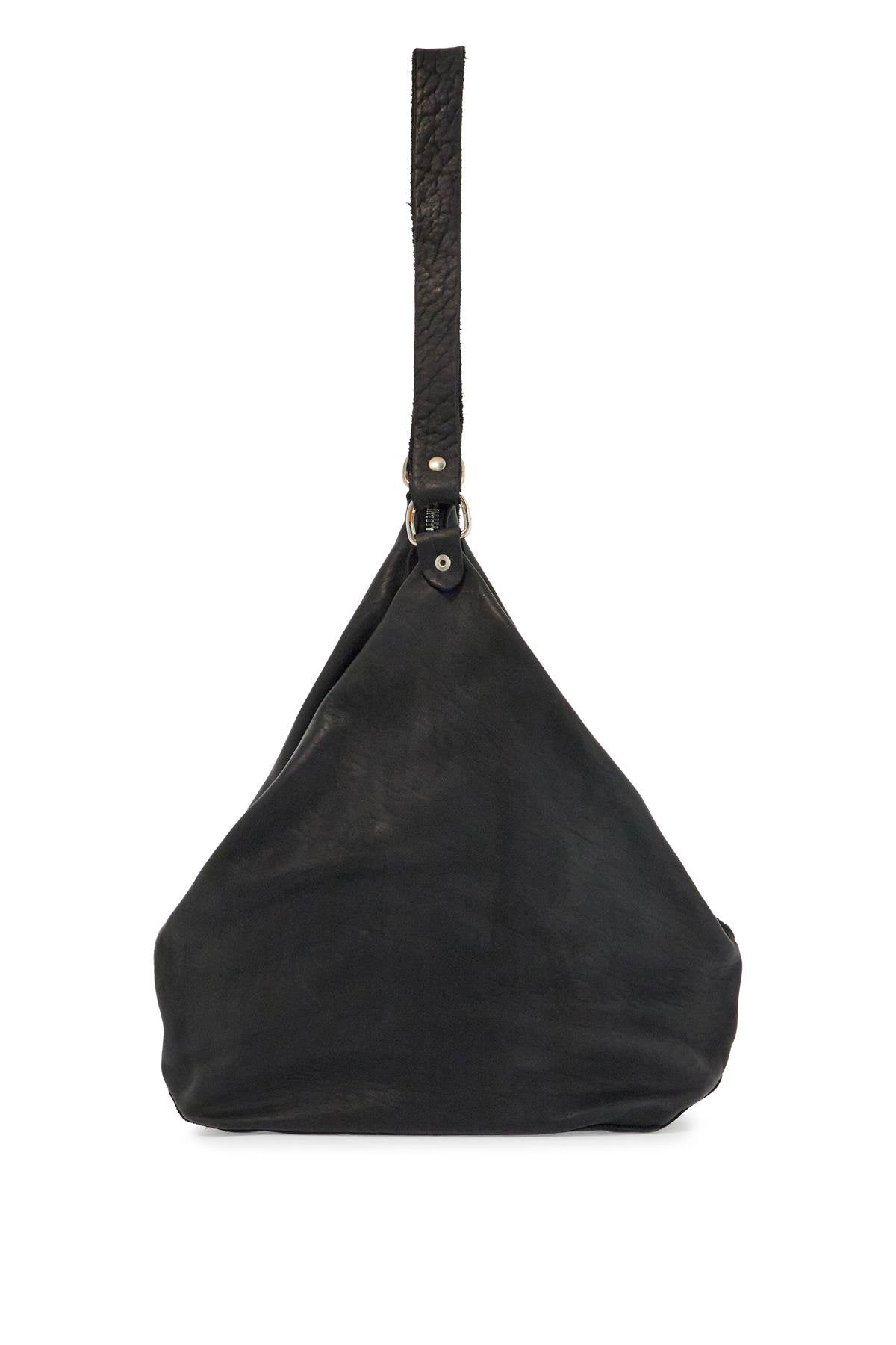 Guidi Black Leather Triangular Handbag