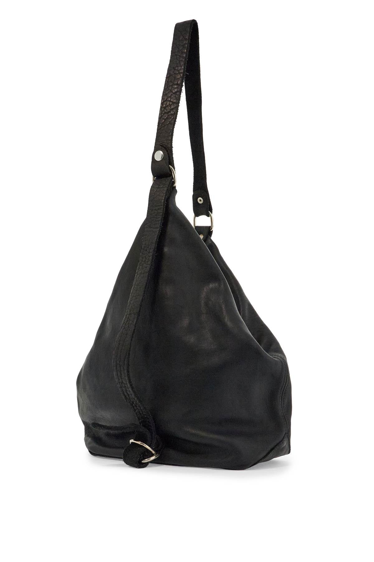 Guidi Black Leather Triangular Handbag