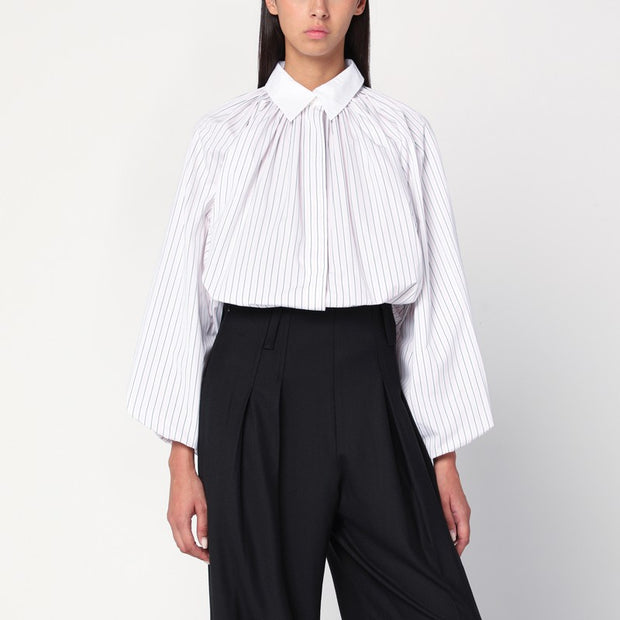 Patou Striped Balloon-sleeve Shirt In White