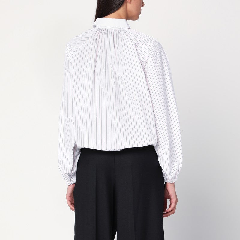 Patou Striped Balloon-sleeve Shirt In White