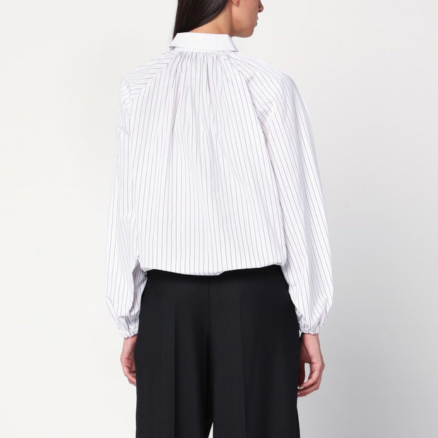 Patou Striped Balloon-sleeve Shirt In White