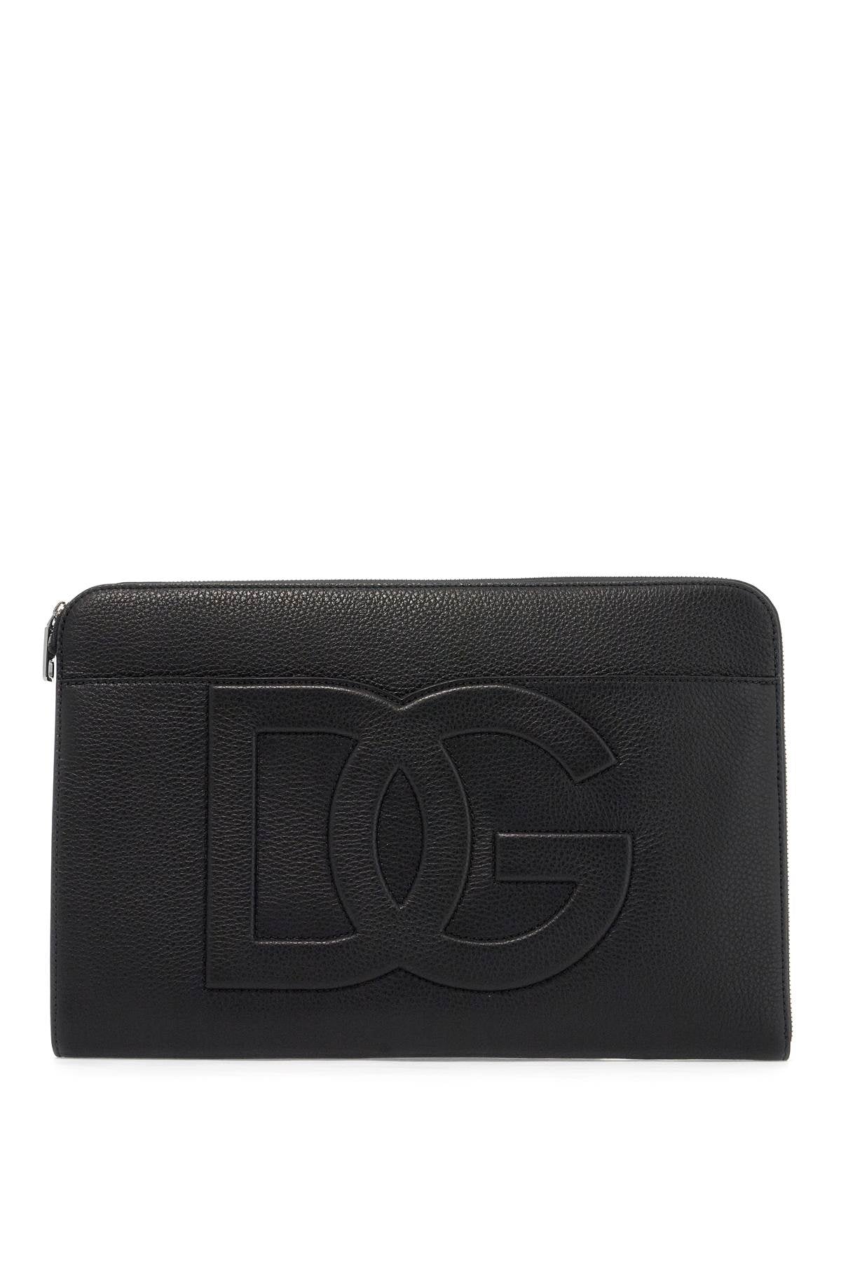 Dolce & Gabbana DG Large Hammered Leather Pouch