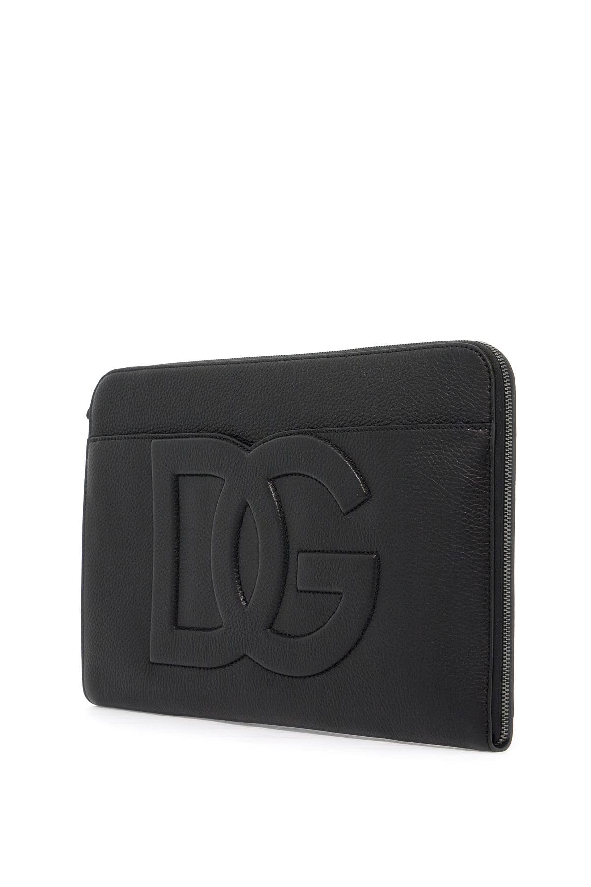 Dolce & Gabbana DG Large Hammered Leather Pouch