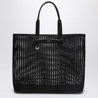 Dolce & Gabbana Adamo Shopping Bag In Black Woven Mesh