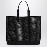 Dolce & Gabbana Adamo Shopping Bag In Black Woven Mesh
