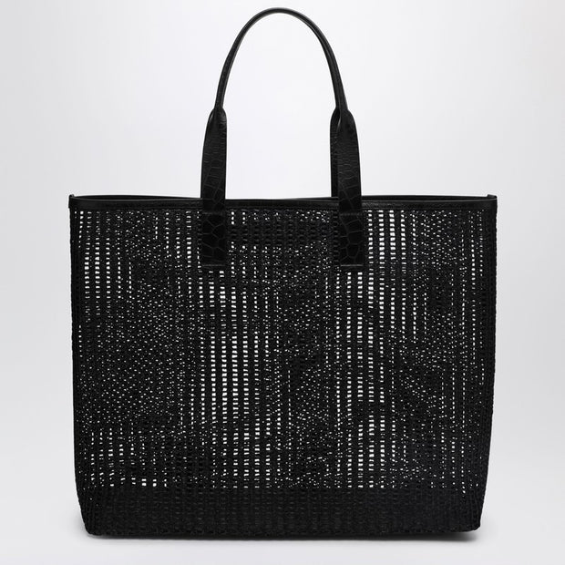 Dolce & Gabbana Adamo Shopping Bag In Black Woven Mesh