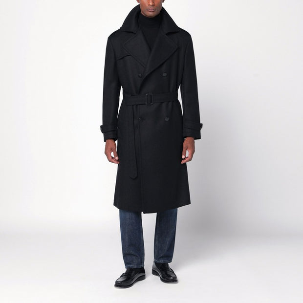 Tagliatore Borns Black Belted Coat