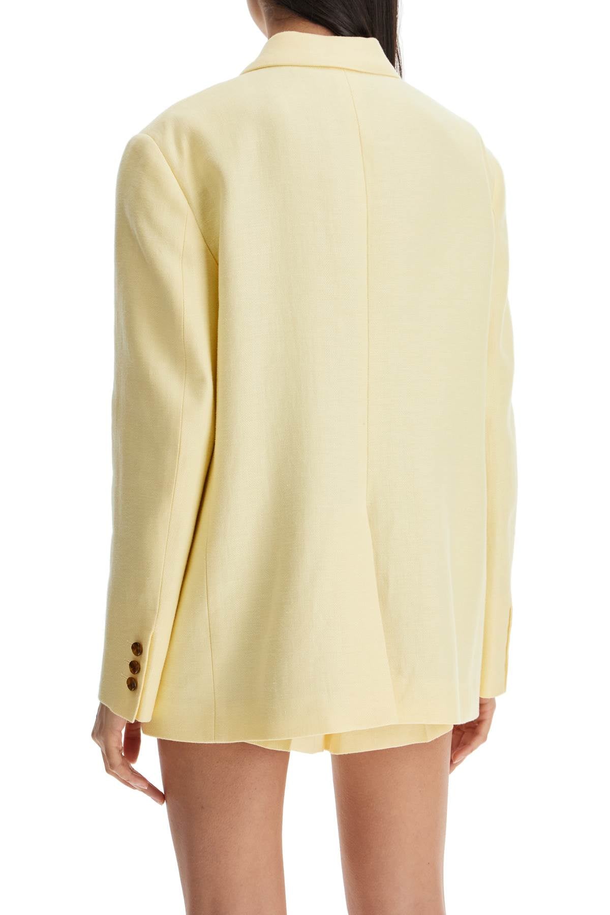 Blaze Milano Clarity Nightbreak Light Yellow Linen Oversized Blazer