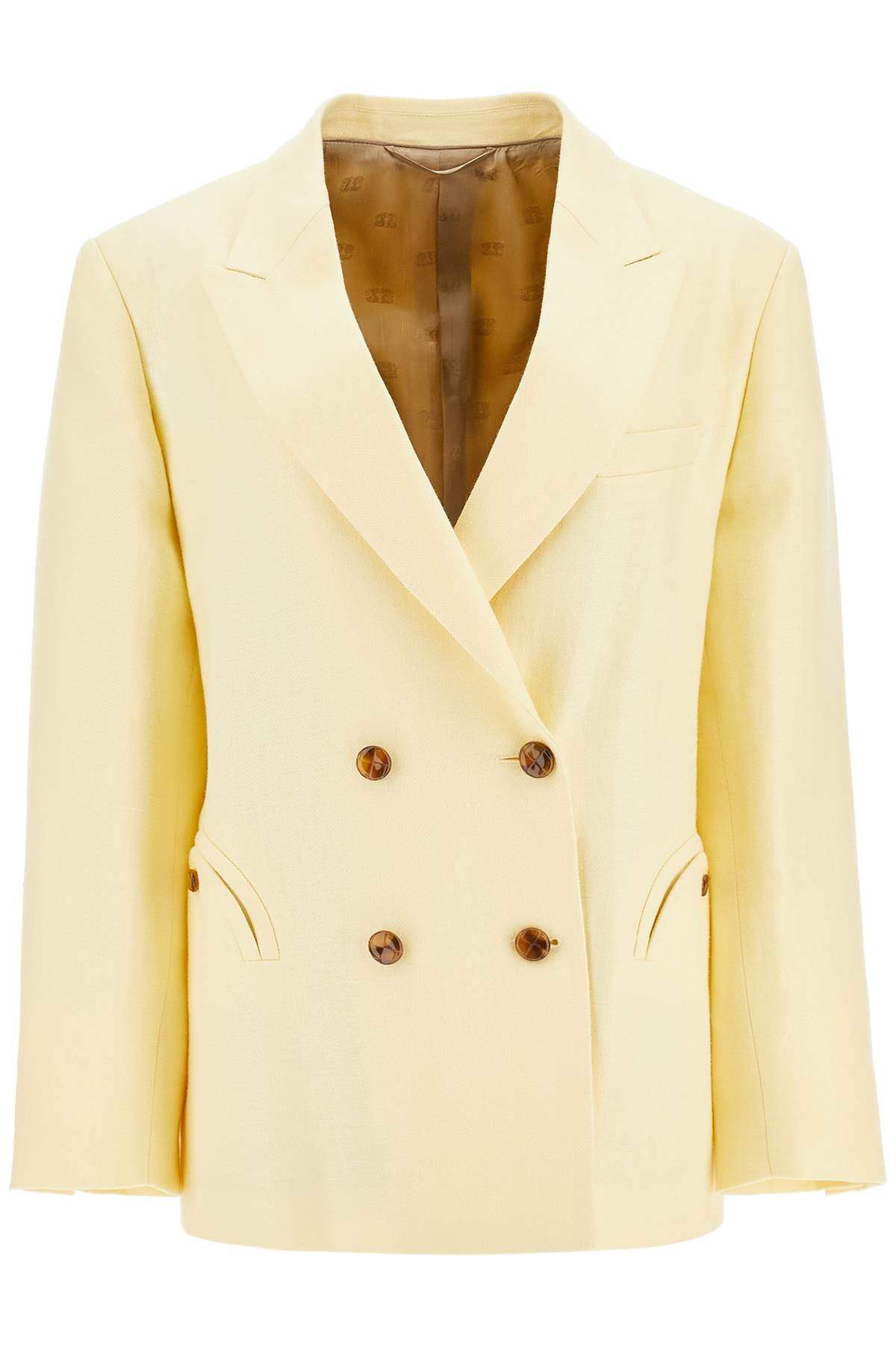 Blaze Milano Clarity Nightbreak Light Yellow Linen Oversized Blazer