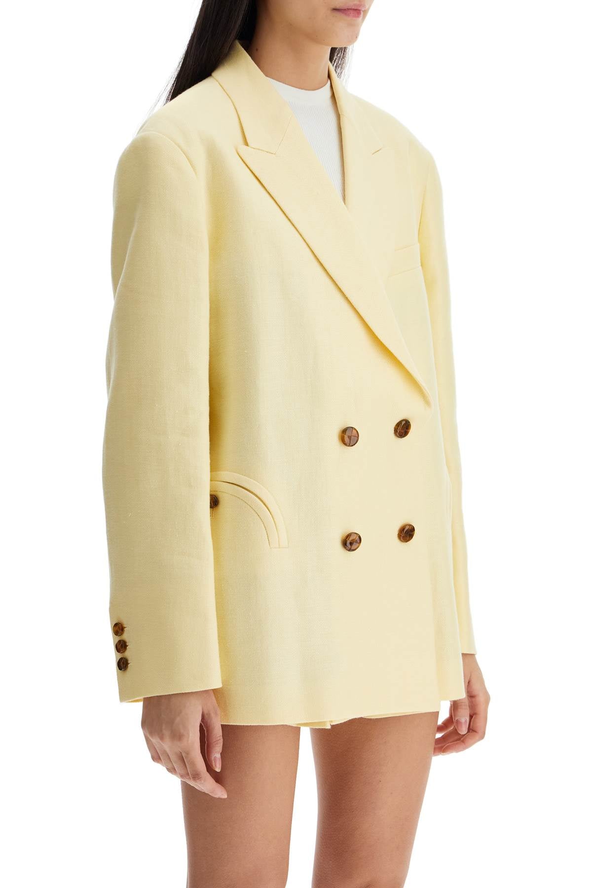 Blaze Milano Clarity Nightbreak Light Yellow Linen Oversized Blazer