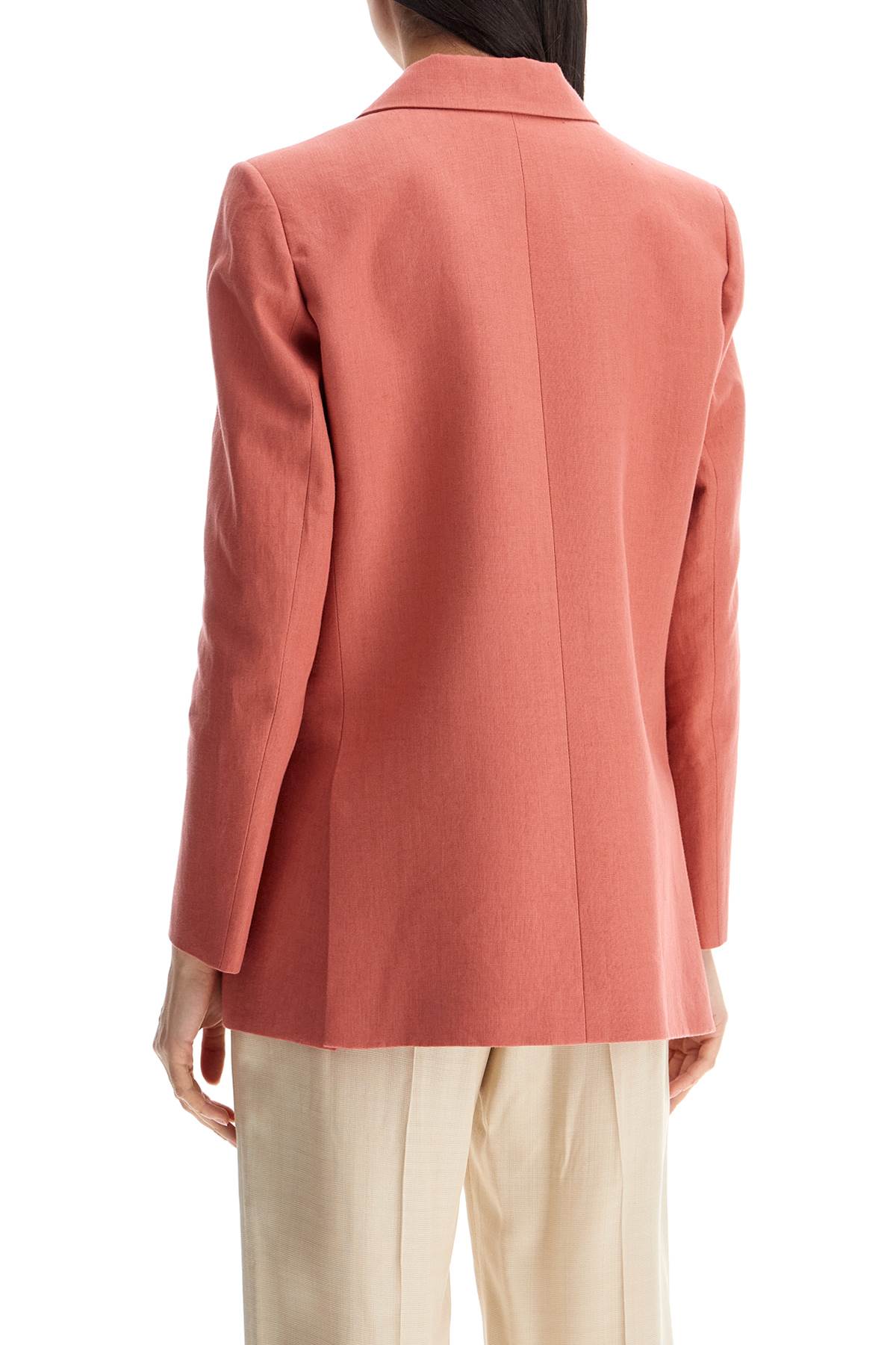 Blaze Milano Coral Linen Single-breasted Blazer With Tortoise Style Buttons