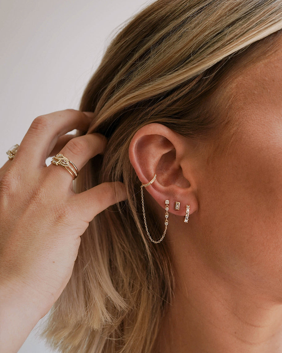 Zoe Lev Diamond Baguette Stud Earrings