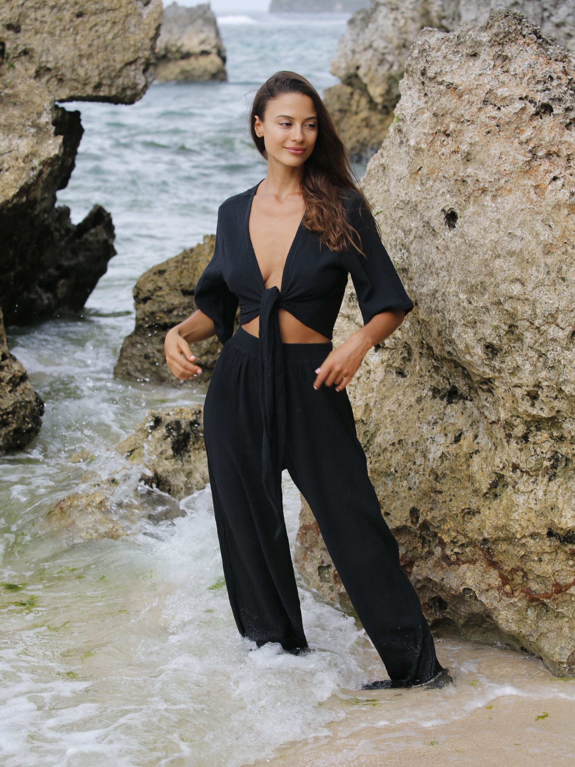 Skye Palazzo Pants - Black
