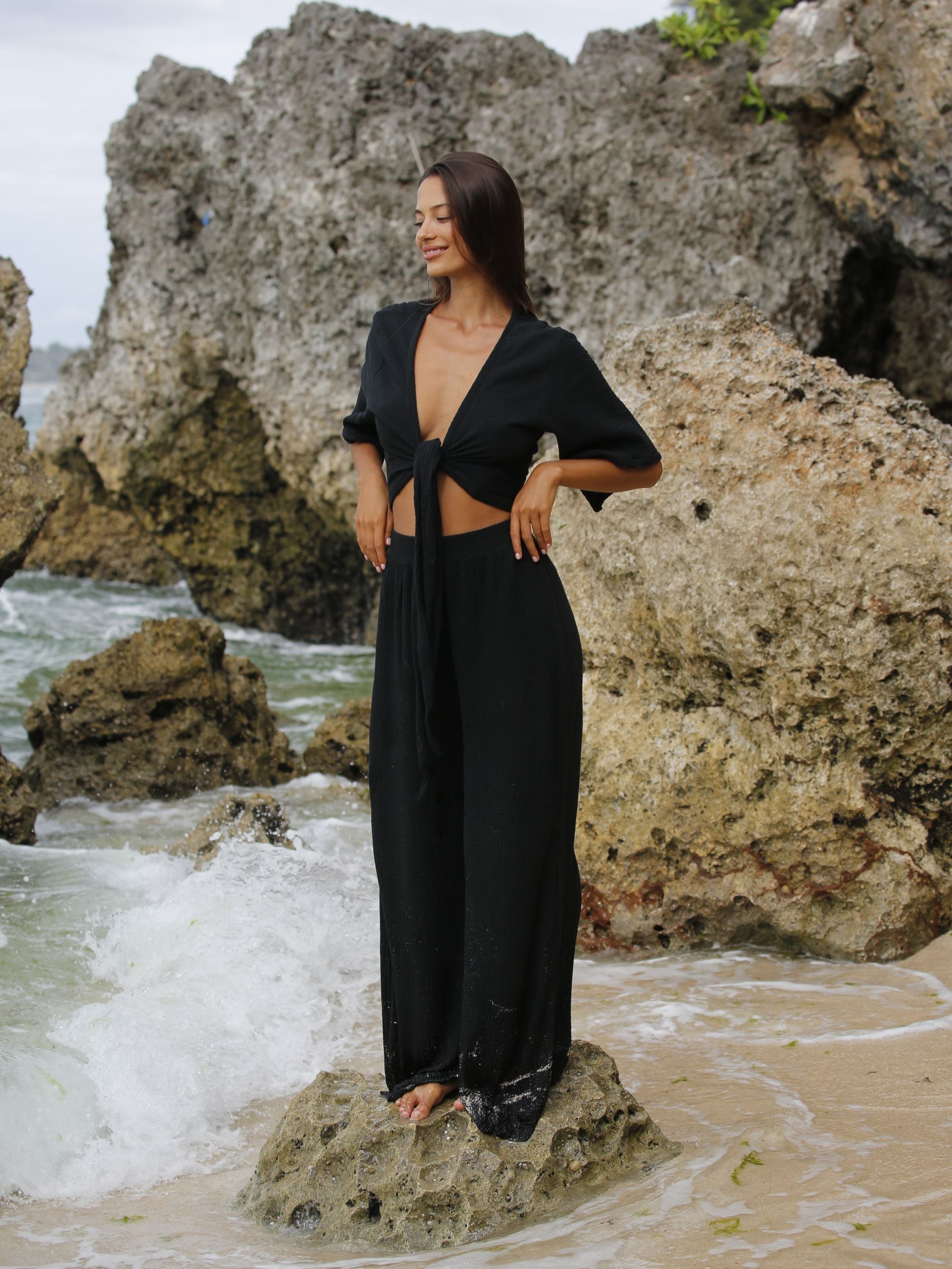 Skye Palazzo Pants - Black