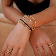 Zoe Lev 3mm Gold Segment Bead Bracelet With Pearl Beads