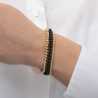 Zoe Lev Black And Gold Mixed Bead Bracelet Stack