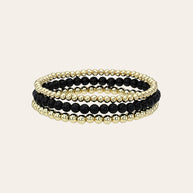 Zoe Lev Black And Gold Mixed Bead Bracelet Stack