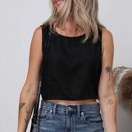 Reistor Boxy Crop Top in Black