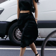 Reistor Overlap Midi Skirt in Black
