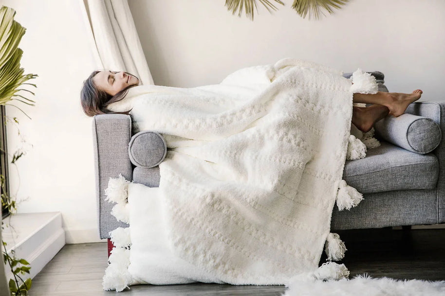 Sunday Citizen Braided Pom Pom Throw Blanket (more Colors)