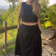 Reistor Overlap Midi Skirt in Black