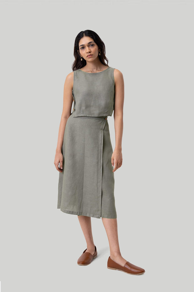 Breezy Hemp Summer Set In Dark Green