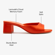 Chloe Gosselin By Larroudé Anah Mule In Orange Sunrise Satin