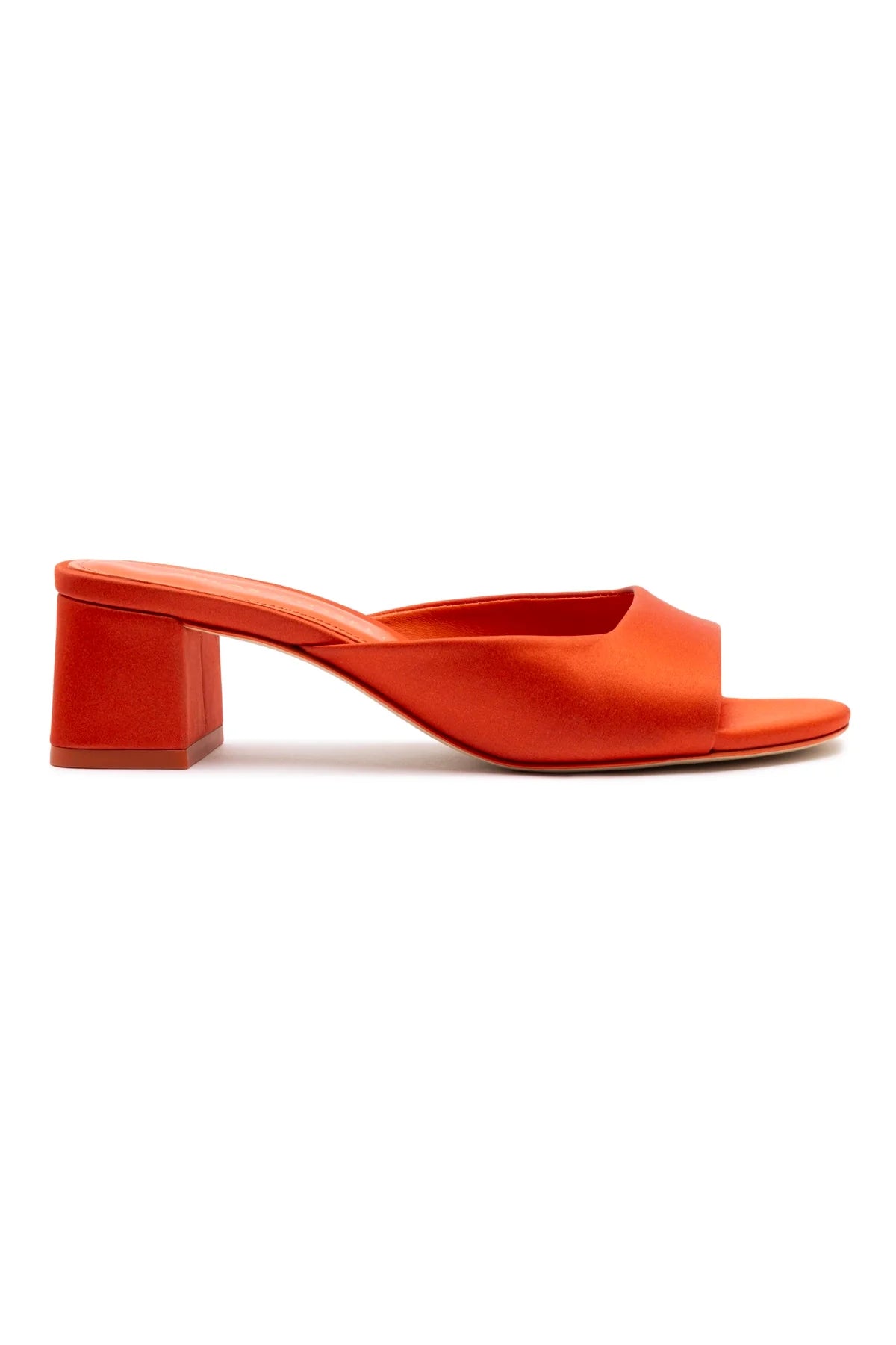 Chloe Gosselin By Larroudé Anah Mule In Orange Sunrise Satin
