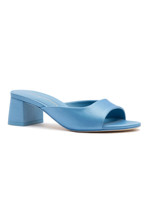 Chloe Gosselin By Larroudé Anah Mule In Blue Satin