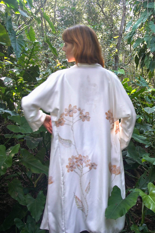 The Royal Silk Robe In Azulik Flowers