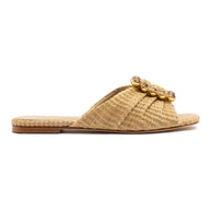 Larroude Chloe Gosselin By Larroudé Nova Flat In Natural Raffia