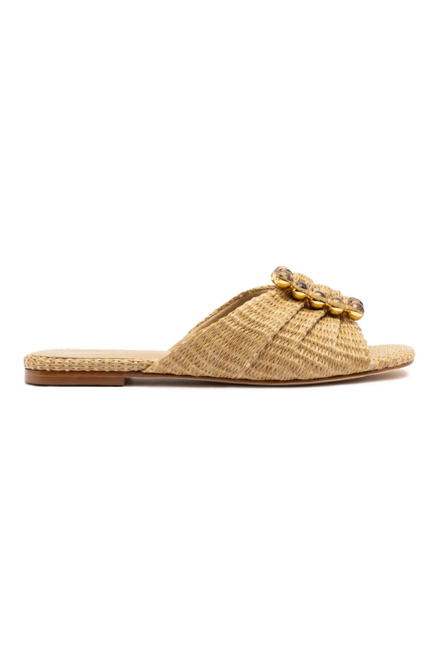 Larroude Chloe Gosselin By Larroudé Nova Flat In Natural Raffia