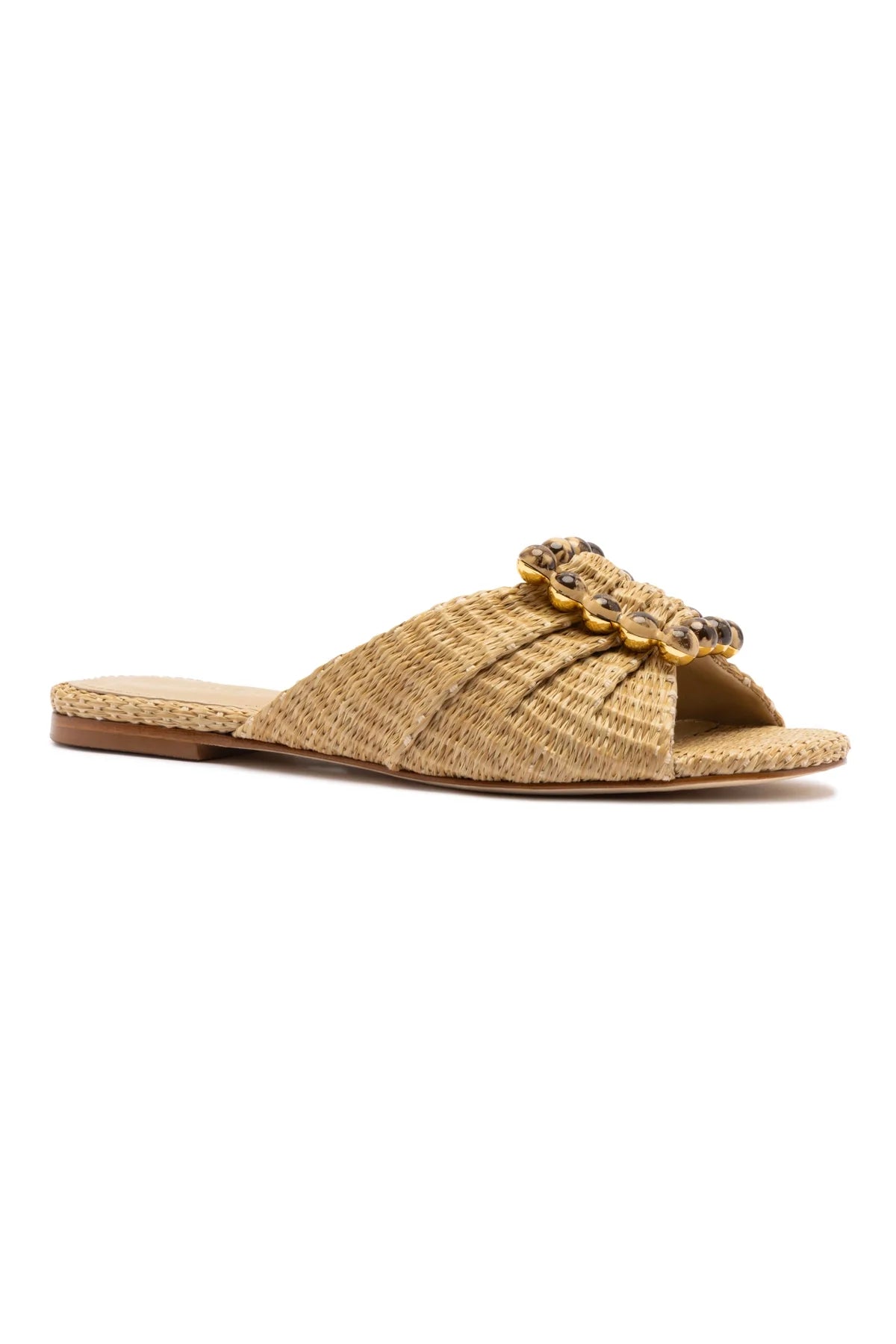 Larroude Chloe Gosselin By Larroudé Nova Flat In Natural Raffia