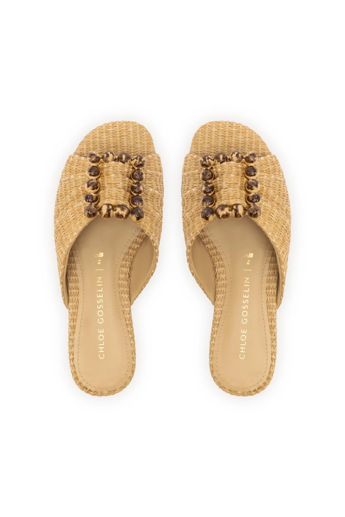 Larroude Chloe Gosselin By Larroudé Nova Flat In Natural Raffia
