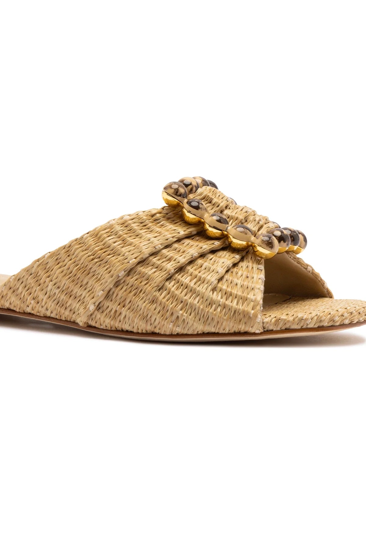 Larroude Chloe Gosselin By Larroudé Nova Flat In Natural Raffia