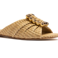 Larroude Chloe Gosselin By Larroudé Nova Flat In Natural Raffia