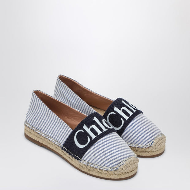 Chloé Kids' Woody Striped Espadrilles With Logo