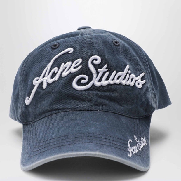 Acne Studios Blue Washed-effect Baseball Cap With Logo