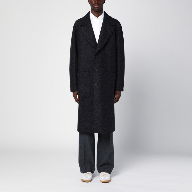 Harris Wharf London Anthracite Grey Single-breasted Wool Coat