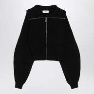 Sportmax Black Zip-up Cardigan In Wool And Cashmere